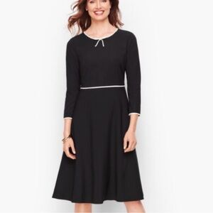 RSVP by‎ Talbots Dress Black Ivory Trim Bow Lined Knee Length Women's 12 NWT